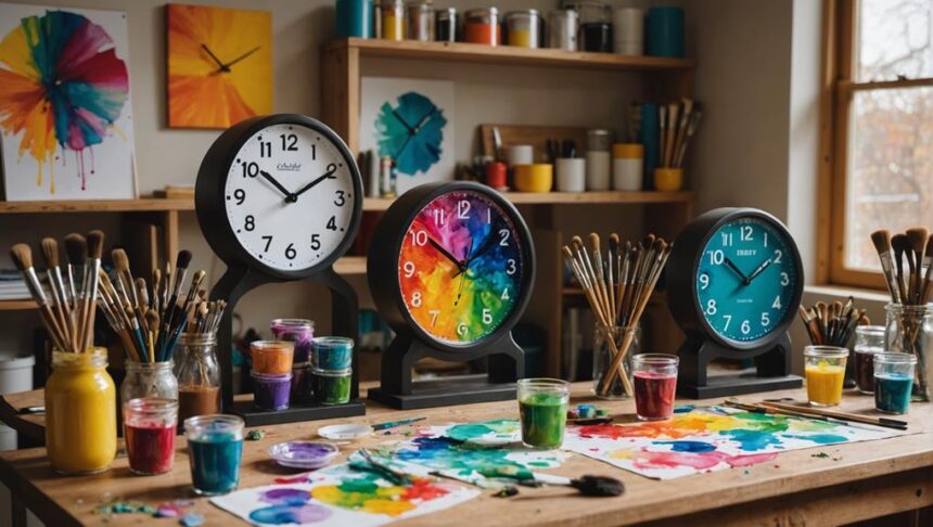 diy fluid art clocks