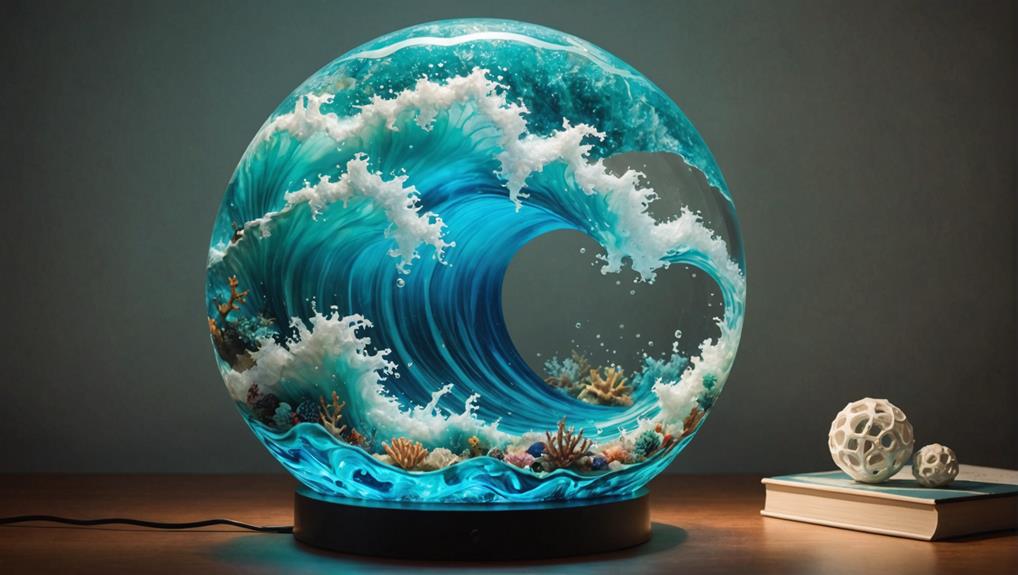 ocean themed epoxy resin lamp