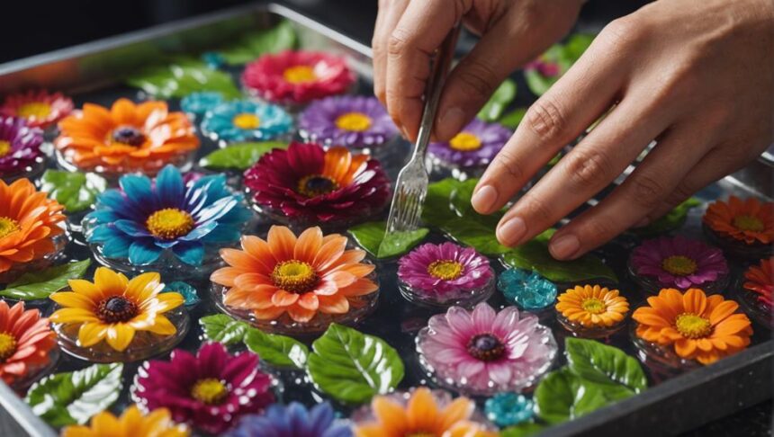 resin art with flowers