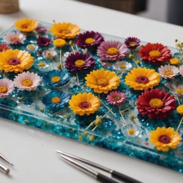 resin art with flowers