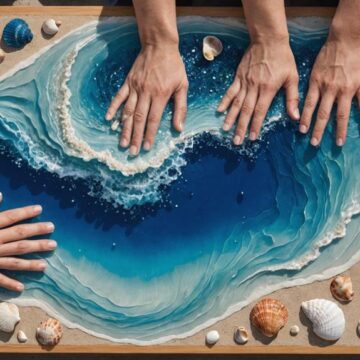 stunning beach sand resin art