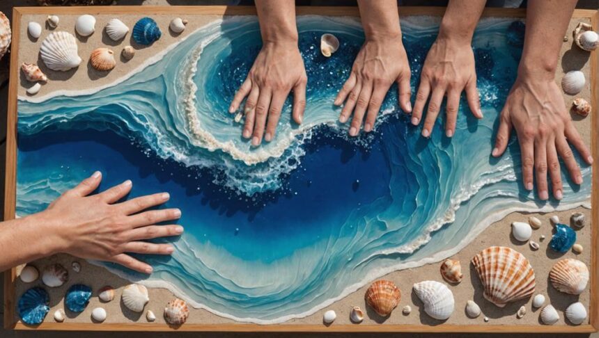 stunning beach sand resin art