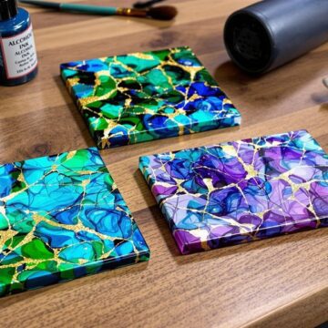 create beautiful ink coasters