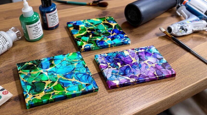 create beautiful ink coasters