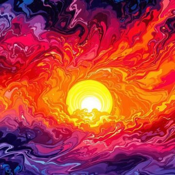 stunning sunset alcohol ink art