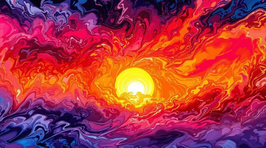 stunning sunset alcohol ink art