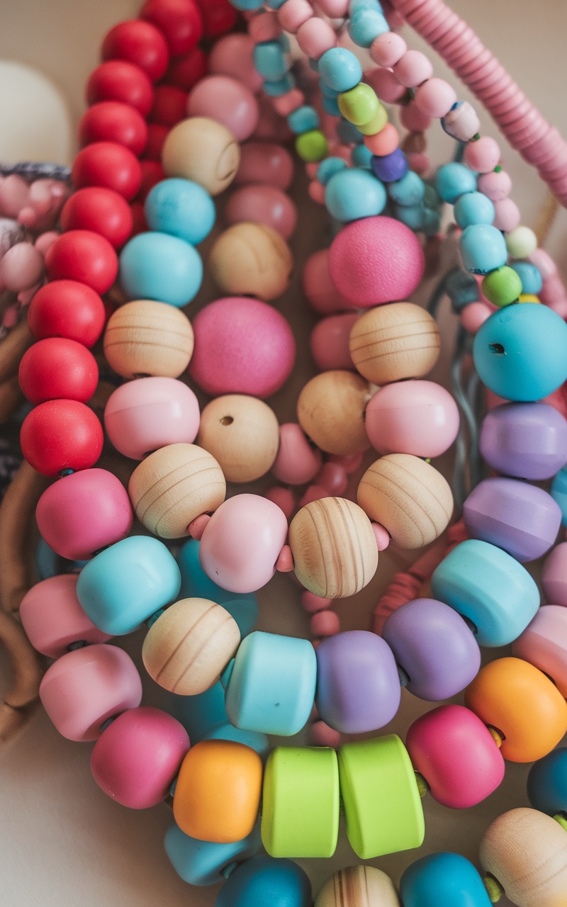 A colorful assortment of beads for crafting necklaces.