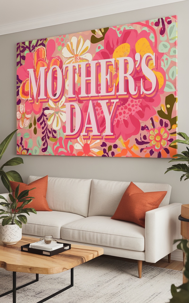 Colorful decorative wall art with a message of love